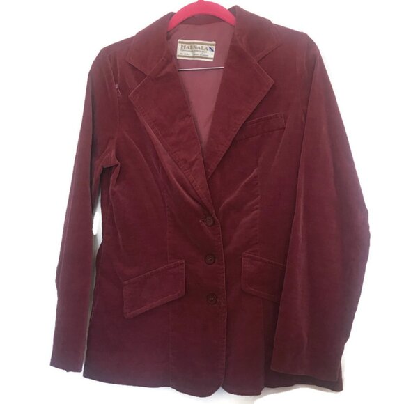 1970s vintage plum wine velvet pants suit jacket size large - Picture 2 of 7